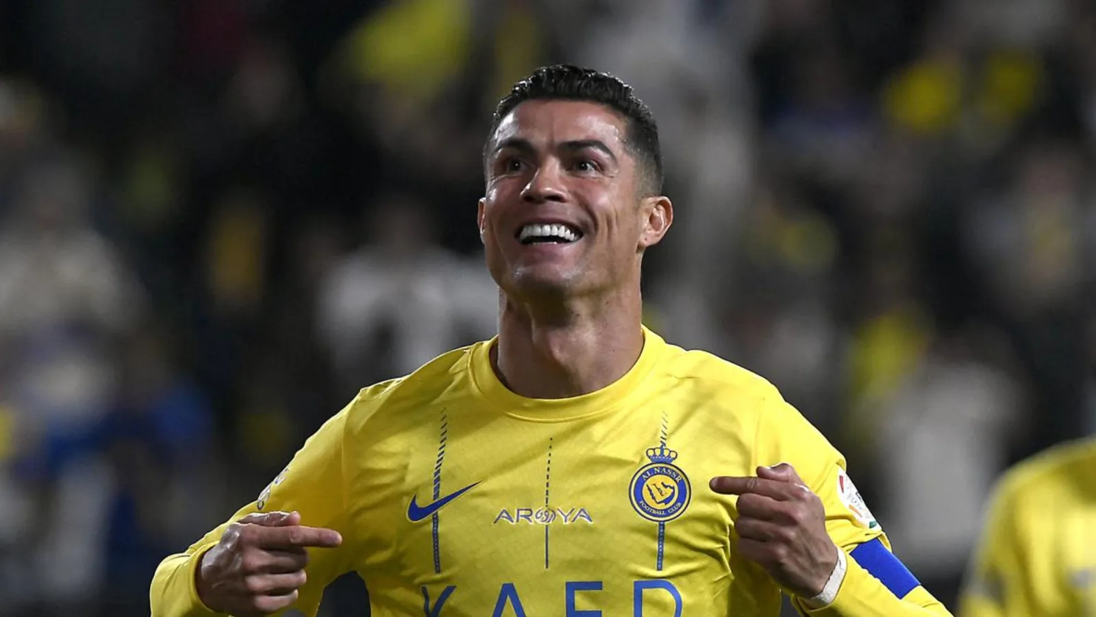 Al Nassr's Cristiano Ronaldo celebrates scoring the first goal